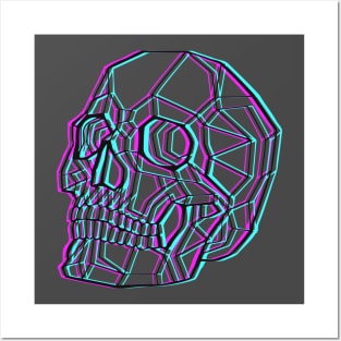 Skull glitch geometric origami Posters and Art